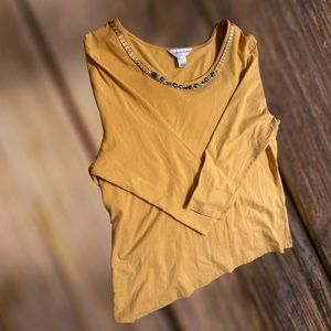 Christopher & Banks Yellow Embellished Top